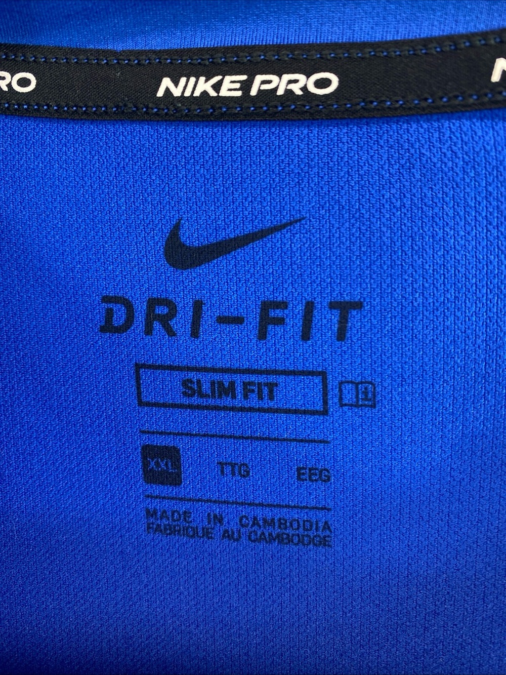 Nike Pro Dri-FIT Men’s XXL Blue Slim Fit Long Sleeve Crew Neck Shirt Athletic - Picture 2 of 8